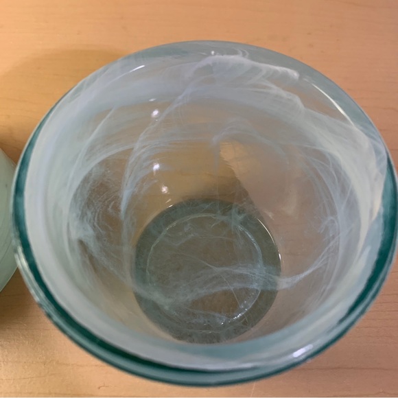 Marbleized Swirl Glass Votive Tea Light Candle Holder 2-1/2" Light Blue Set of 2 - Picture 7 of 12